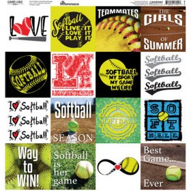Reminisce - Game Day - Softball 12x12 Square Sticker Reminisce - Game Day - Softball 12x12 Square Sticker