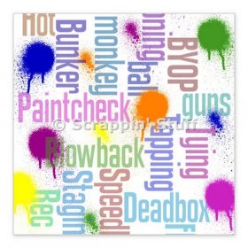 Scrappin' Stuff - Paintball Words Paper Scrappin' Stuff - Paintball Words Paper