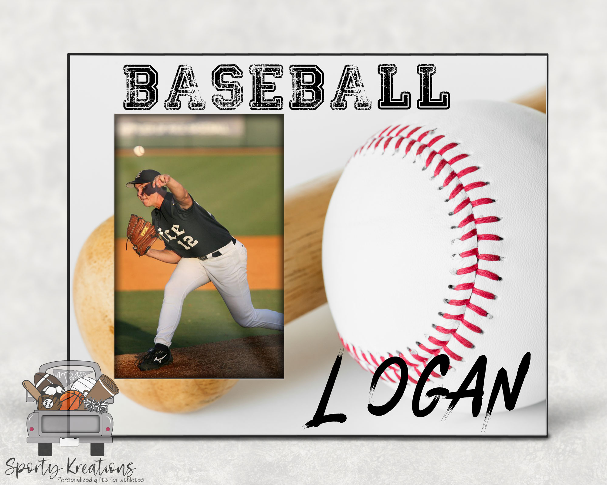 Picture Frame Baseball & Bat Scrappin Sports Stuff